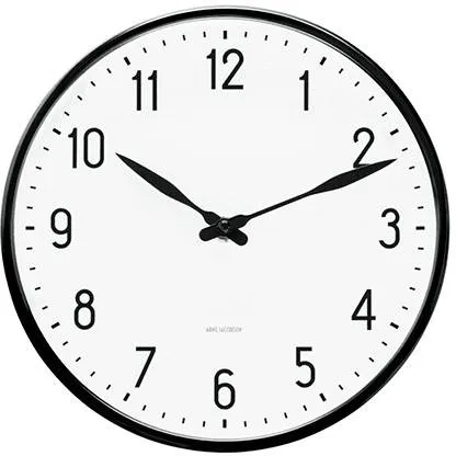 Arne Jacobsen Station Väggklocka - Ø:21 cm - Vit/svart